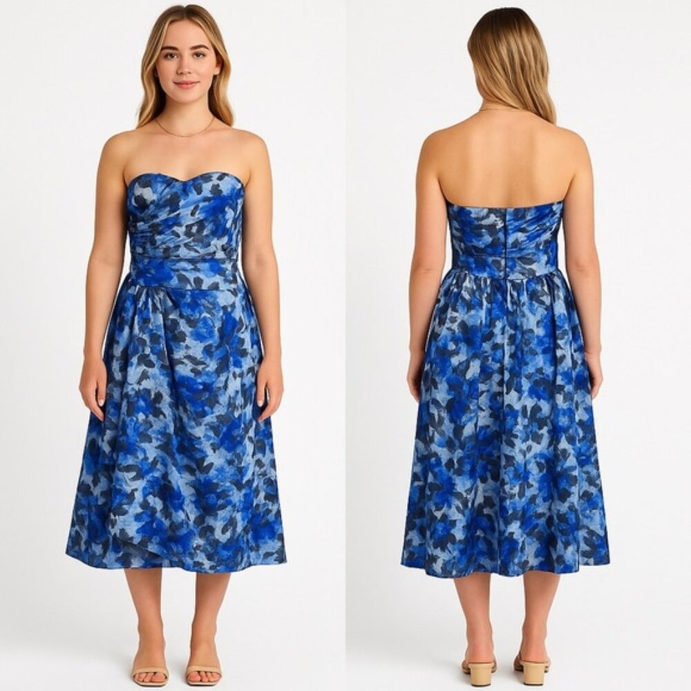 Mikael Aghal Bubble Hem Tea Length Dress Floral Houndstooth